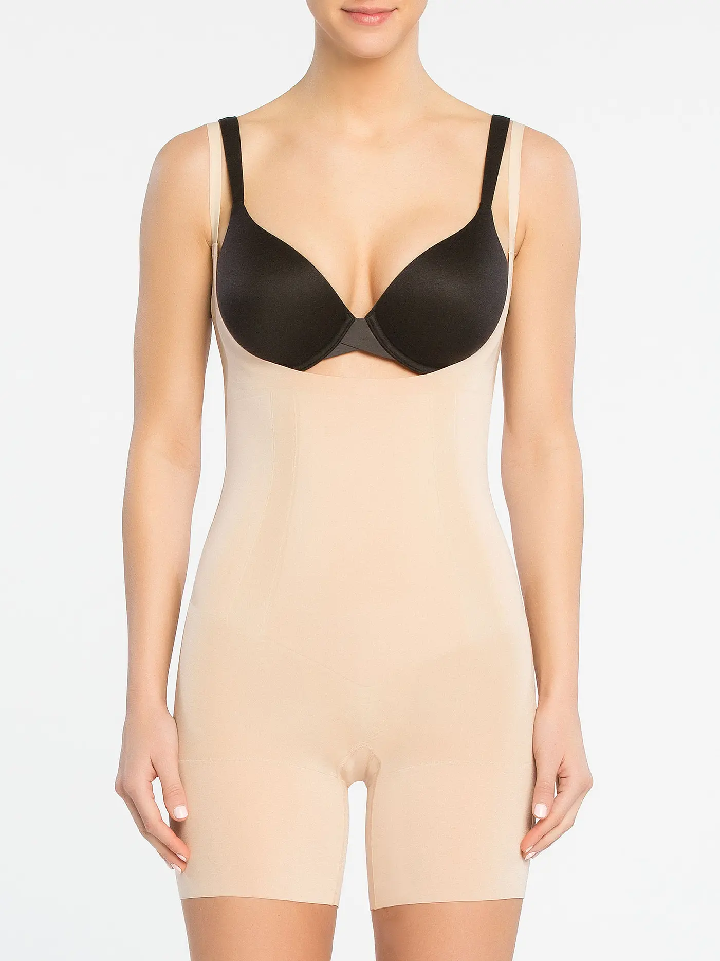 SPANX | Thinstincts® 2.0 Open-Bust Mid-Thigh Bodysuit soft nude | 